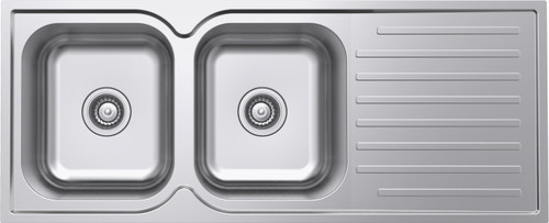 Classic Square 1180 2 Bowl & Drainer Stainless Steel NTH [136703]