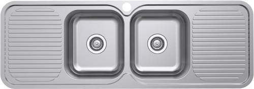Nugleam Classic Standard 1380 Right Hand 2 Bowl & 2 Drainer 1380mm 1 Tap Hole [136705]