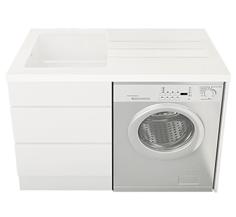 Nugleam All In One Reversible Laundry Unit withOverflow 1200mm White Nth [156570]