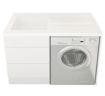 Nugleam All In One Reversible Laundry Unit withOverflow 1200mm White Nth [156570]