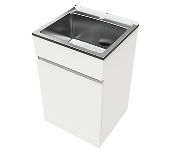 Nugleam Soft Close 1 Door Laundry Unit 45L Stainless Steel 1 Tap Hole [165952]