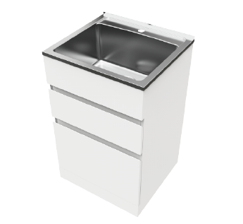 Nugleam Soft Close 2 Drawer Drawer System Laundry Unit 45L Stainless Steel 1 Tap Hole [165953]