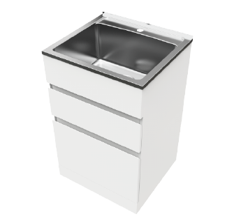 Nugleam Soft Close 2 Drawer Drawer System Laundry Unit 45L Stainless Steel 1 Tap Hole [165953]