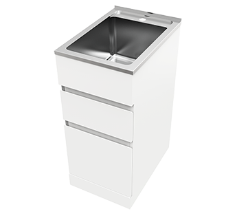 Nugleam Soft Close 2 Drawer System Laundry Unit 35L Stainless Steel 1 Tap Hole [166499]