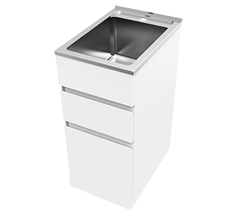 Nugleam Soft Close 2 Drawer System Laundry Unit 35L Stainless Steel 1 Tap Hole [166499]