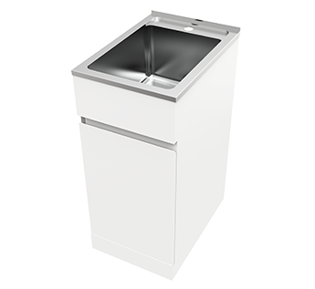 Nugleam Soft Close 1 Door Laundry Unit 35L Stainless Steel 1 Tap Hole [166501]