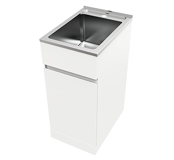 Nugleam Soft Close 1 Door Laundry Unit 35L Stainless Steel 1 Tap Hole [166501]