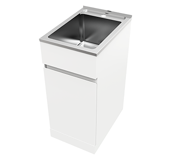 Nugleam Soft Close 1 Door Laundry Unit 35L Stainless Steel 1 Tap Hole [166501]