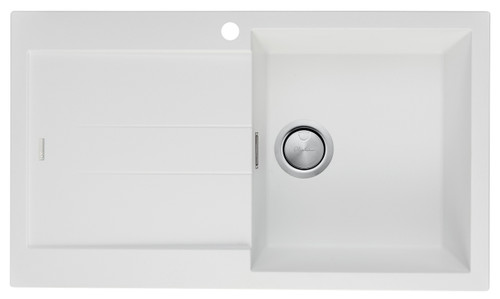 Santorini Left Hand Bowl Single Bowl Topmount Sink with Drainer in White Granite with overflow [301813]