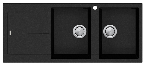 Santorini Double Bowl Topmount Sink with Drainer Black [301680]