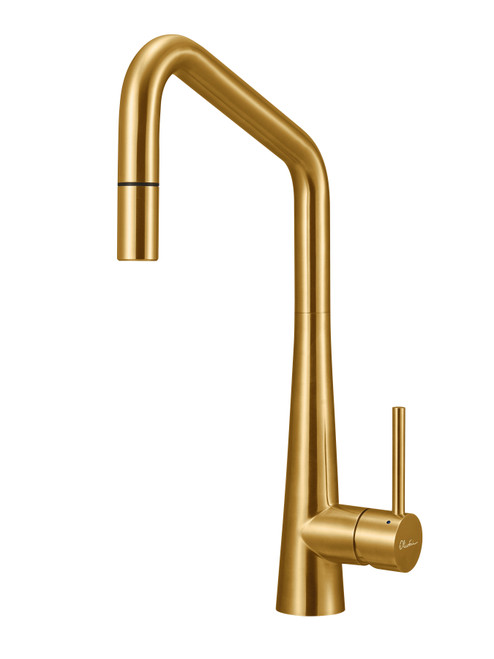 Essente Square Gooseneck Pull-Out Mixer Brushed Gold [299967]