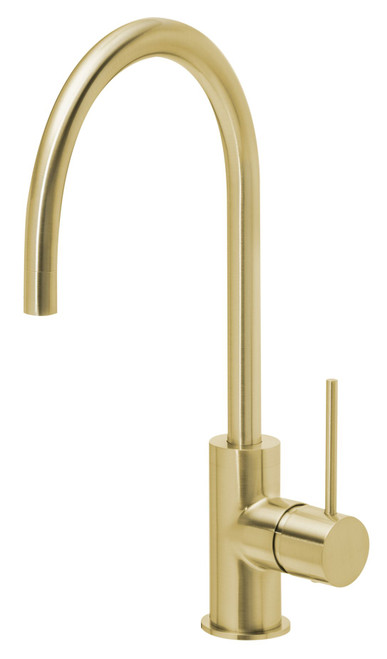 Vivid Slimline Gooseneck Sink Mixer 220mm Brushed Gold Lead Free [300596]