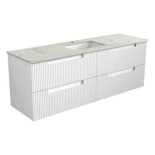 Neva Finger Pull Cabinet 1500 x 460 x 540mm Single with Snow Stone Top with Undermount Basin [300796]