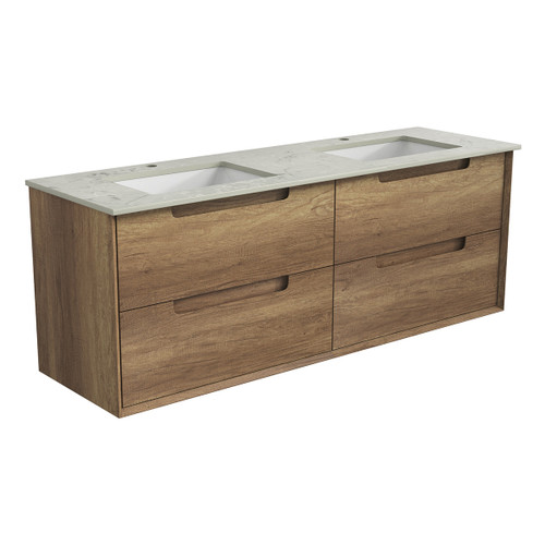Moreno Finger Pull Cabinet 1500x460x560mm Double with Cato Stone Top with Undermount Basin [300887]