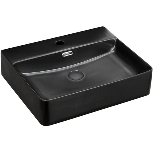 Petra Above Counter Basin 500mm x 420mm x 120mm Matte Black 1 Tap Hole [158221]