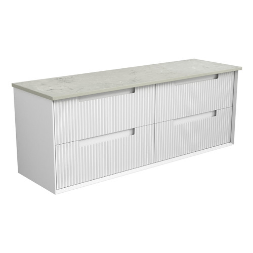 Flauto Finger Pull Cabinet 1500x460x560mm Double with Cato Flat Stone Top [301179]