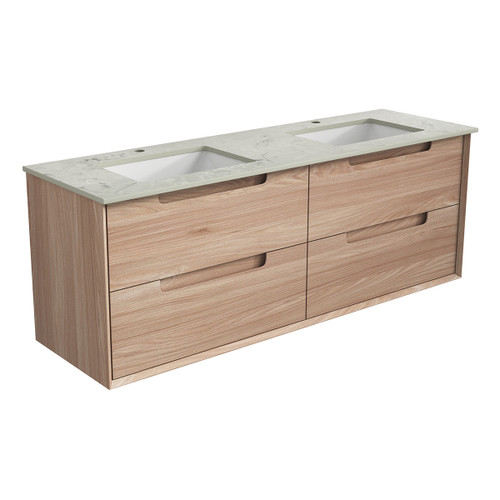 Ainsley Finger Pull Cabinet 1500x460x560mm Double with Pure Stone Top with Undermount Basin [301169]