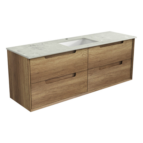 Moreno Finger Pull Cabinet 1500x460x560mm Single with Snow Stone Top with Undermount Basin [301422]
