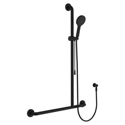 Hustle Care Inverted T Rail Shower with Push/Pull Slider Right-Hand Matte Black [301793]