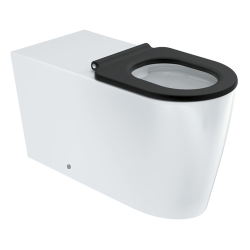 Isabella Care Wall-Faced Toilet Suite, Gloss White P-Trap Pan with Black Seat (Cistern not included) [301798]