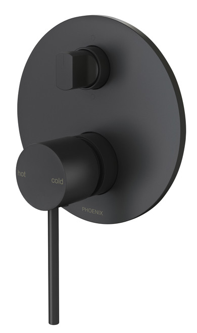 Vivid Slimline SwitchMix Wall Bath & Shower Diverter Mixer Fit-Off Kit Matte Black [288931]