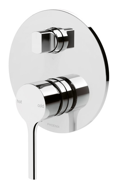 Vivid Slimline Oval SwitchMix Wall Bath & Shower Diverter Mixer Fit-Off Kit Chrome [288956]
