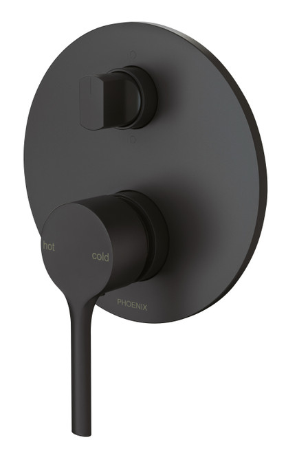 Vivid Slimline Oval SwitchMix Wall Bath & Shower Diverter Mixer Fit-Off Kit Matte Black [288951]