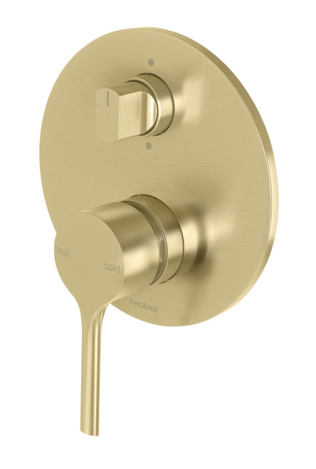 Vivid Slimline Oval SwitchMix Wall Bath & Shower Diverter Mixer Fit-Off Kit Brushed Gold [288962]