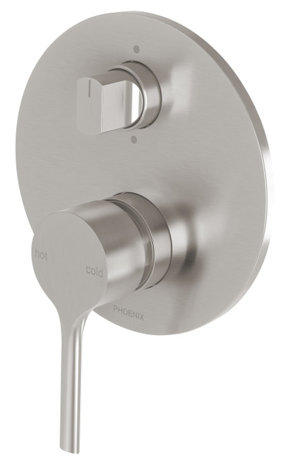 Vivid Slimline Oval SwitchMix Wall Bath & Shower Diverter Mixer Fit-Off Kit Brushed Nickel [288958]