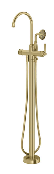 Cromford Floor Mounted Bath Mixer with Hand Shower Brushed Gold [302904]