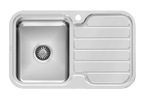 1000 Series Single LH Bowl Sink with Drainer with Hole Polished Stainless Steel [303199]