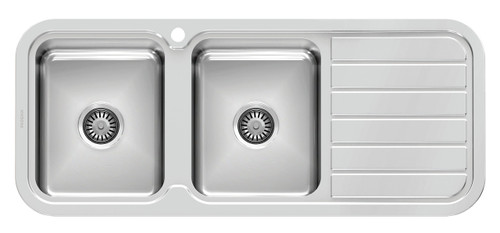 1000 Series Double LH Bowl Sink with Drainer with Hole Polished Stainless Steel [303171]