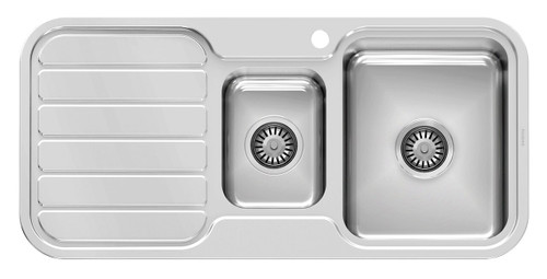1000 Series 1 and 1/3 RH Bowl Sink with Drainer with Hole Polished Stainless Steel [303200]