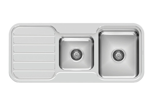 1000 Series 1 and 3/4 LH Bowl Sink with Drainer No Hole Polished Stainless Steel [303198]
