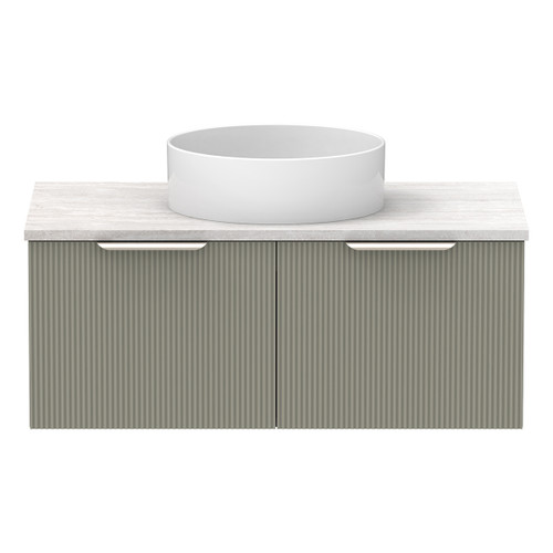 Mosman Vanity with Basin 900mm 2 Drawer, Topiary & Grey Travertine [304006]