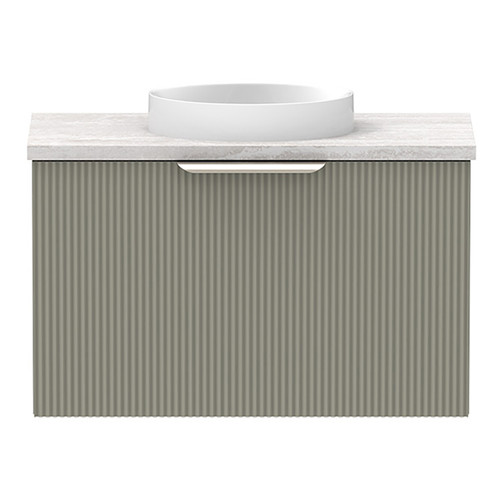 Mosman Mini Vanity with Basin 600mm 1 Door, Topiary & Grey Travertine [304060]