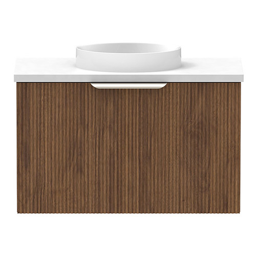Mosman Mini Vanity with Basin 600mm 1 Door, Florentine Walnut & Alabaster [304065]