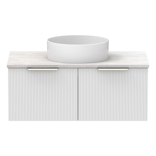 Mosman Vanity with Basin 900mm 2 Drawer, Ultra White Matte & Grey Travertine [304018]