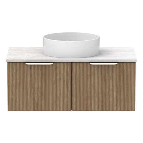 Mosman Vanity with Basin 900mm 2 Drawer, Prime Oak & Grey Travertine [304008]