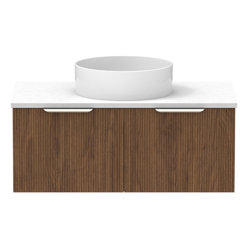 Mosman Vanity with Basin 900mm 2 Drawer, Florentine Walnut & Alabaster [304015]