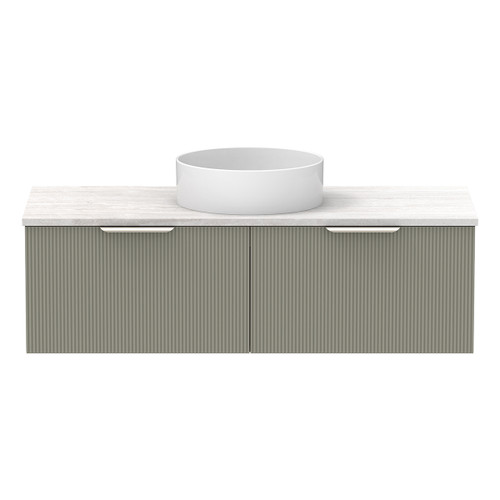 Mosman Vanity with Centre Basin 1200mm 2 Drawer, Topiary & Grey Travertine [304052]