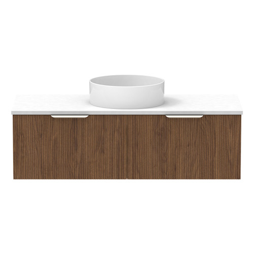 Mosman Vanity with Centre Basin 1200mm 2 Drawer, Florentine Walnut & Alabaster [304041]