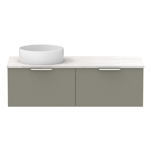 Mosman Vanity with Left Hand Basin 1200mm 2 Drawer, Topiary & Grey Travertine [304075]