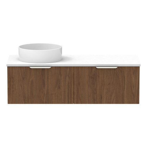 Mosman Vanity with Left Hand Basin 1200mm 2 Drawer, Florentine Walnut & Alabaster [304064]