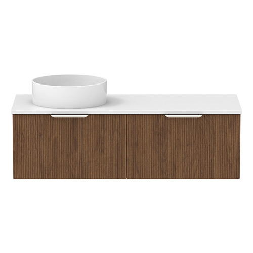 Mosman Vanity with Left Hand Basin 1200mm 2 Drawer, Florentine Walnut & Bright White [304021]
