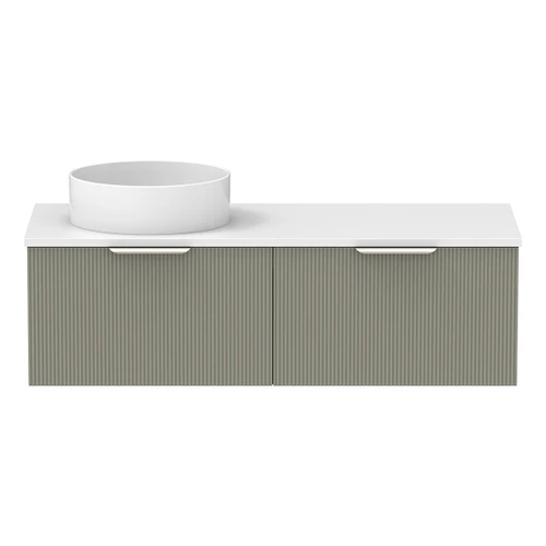 Mosman Vanity with Left Hand Basin 1200mm 2 Drawer, Topiary & Bright White [304025]