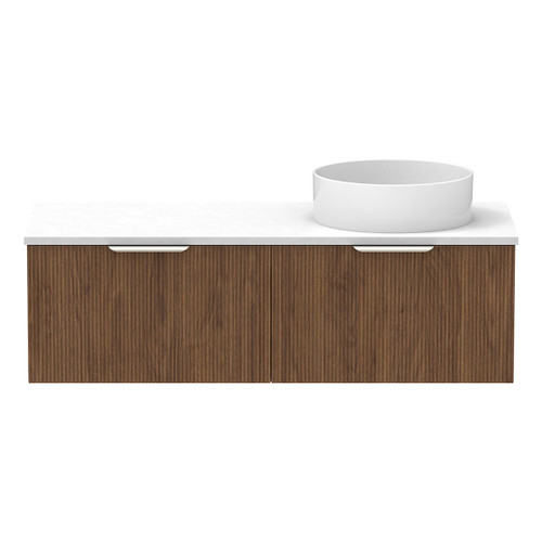 Mosman Vanity with Right Hand Basin 1200mm 2 Drawer, Florentine Walnut & Alabaster [304035]