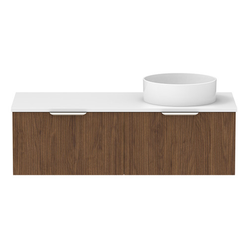 Mosman Vanity with Right Hand Basin 1200mm 2 Drawer, Florentine Walnut & Bright White [304037]