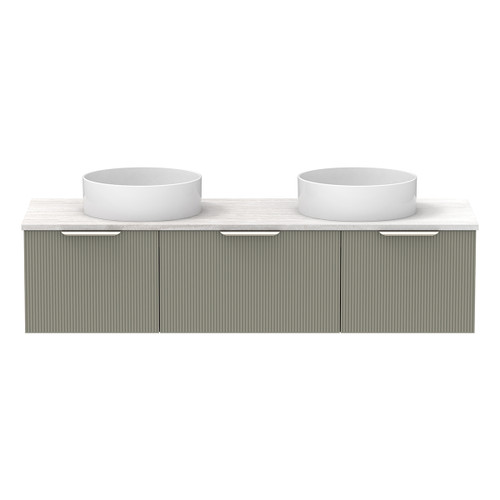Mosman Vanity with Double Basin 1500mm 3 Drawer, Topiary & Grey Travertine [304028]