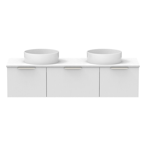 Mosman Vanity with Double Basin 1500mm 3 Drawer, Ultra White Matte & Alabaster [304030]